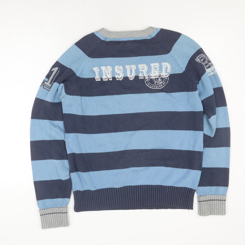 Jack & Jones Men's Blue Striped Pullover Knit Jumper