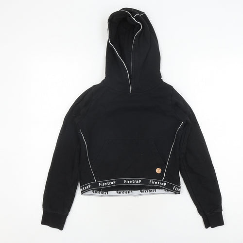 Firetrap Girls Black Cotton Pullover Hoodie 11-12 Years