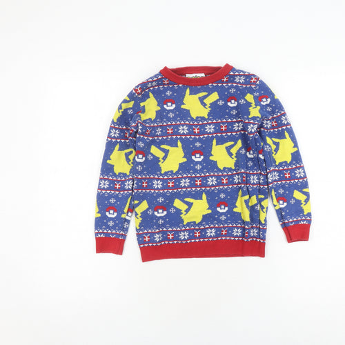 Pokemon Boys Blue Christmas Jumper 8 Years - Cotton Graphic Print