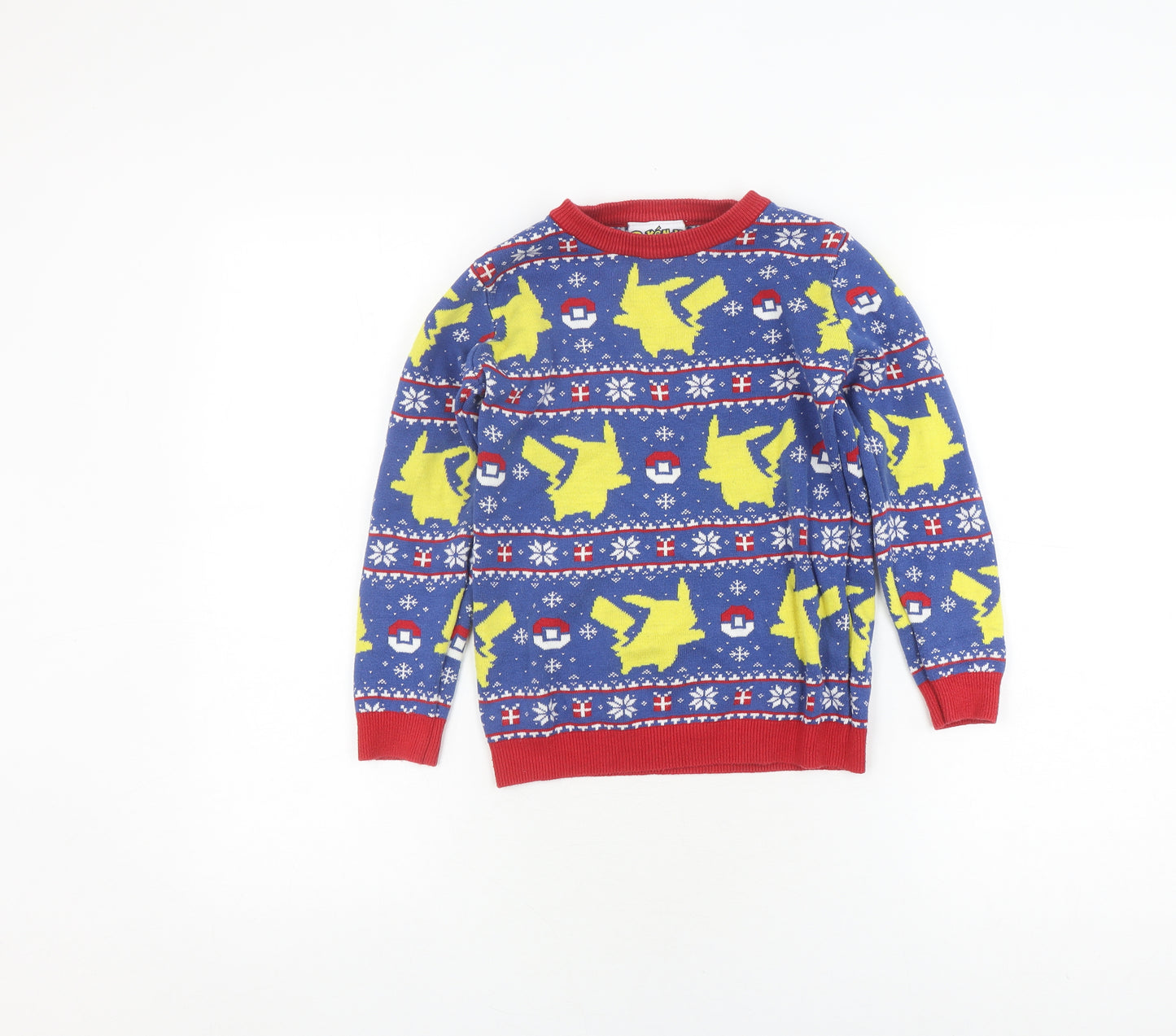 Pokemon Boys Blue Christmas Jumper 8 Years - Cotton Graphic Print