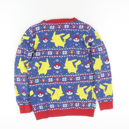 Pokemon Boys Blue Christmas Jumper 8 Years - Cotton Graphic Print
