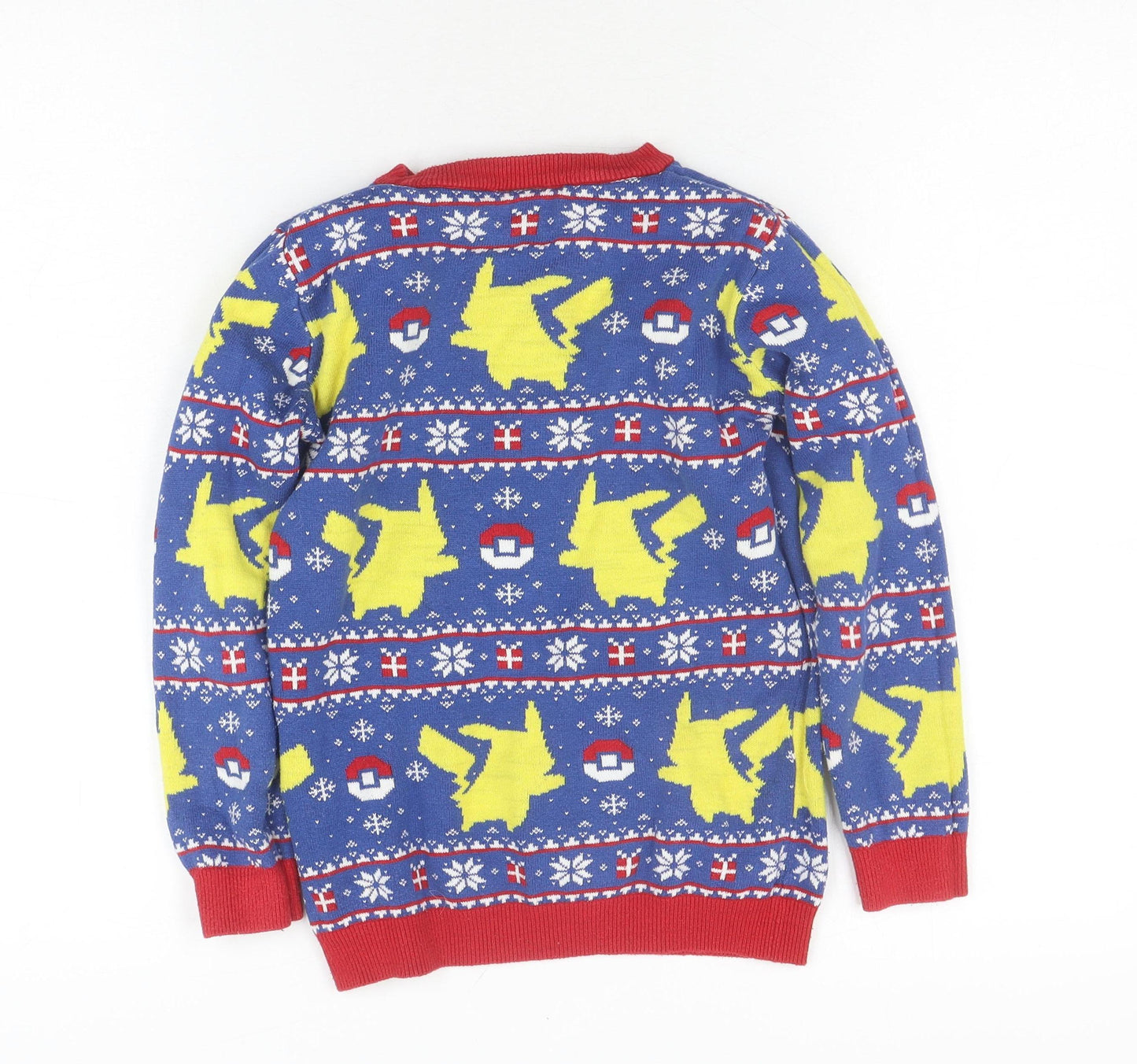 Pokemon Boys Blue Christmas Jumper 8 Years - Cotton Graphic Print