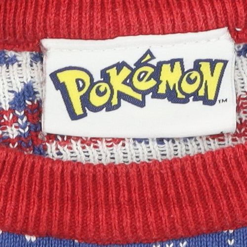 Pokemon Boys Blue Christmas Jumper 8 Years - Cotton Graphic Print