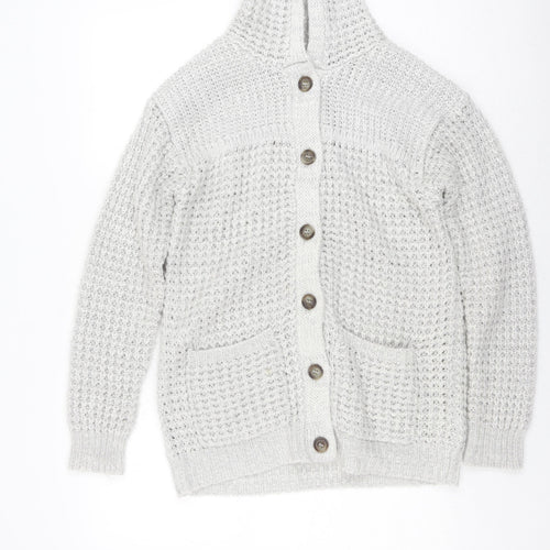 Brave Soul Women's Grey Waffle-Knit Cardigan Size 14