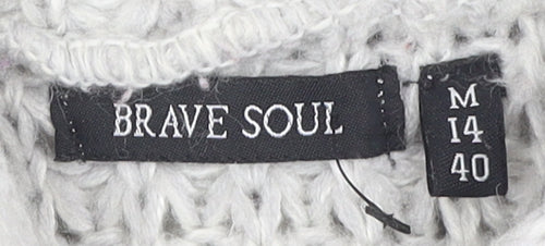 Brave Soul Women's Grey Waffle-Knit Cardigan Size 14