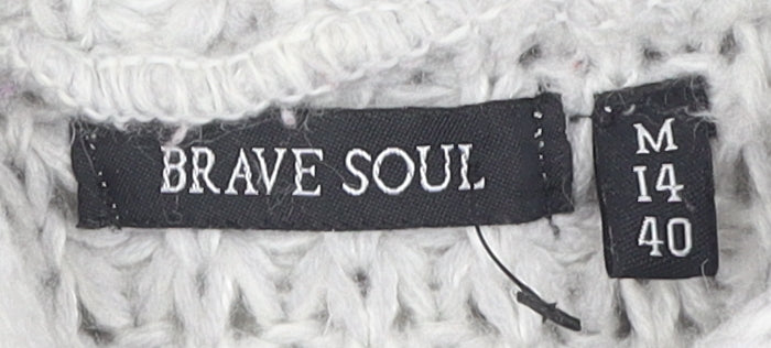 Brave Soul Women's Grey Waffle-Knit Cardigan Size 14