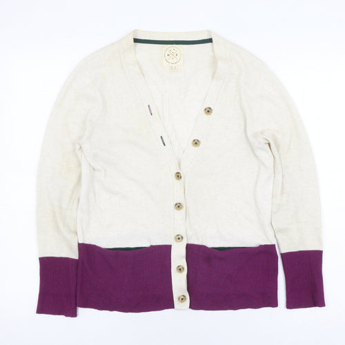White Stuff Women's Multicoloured Cardigan, Size 12, V-Neck