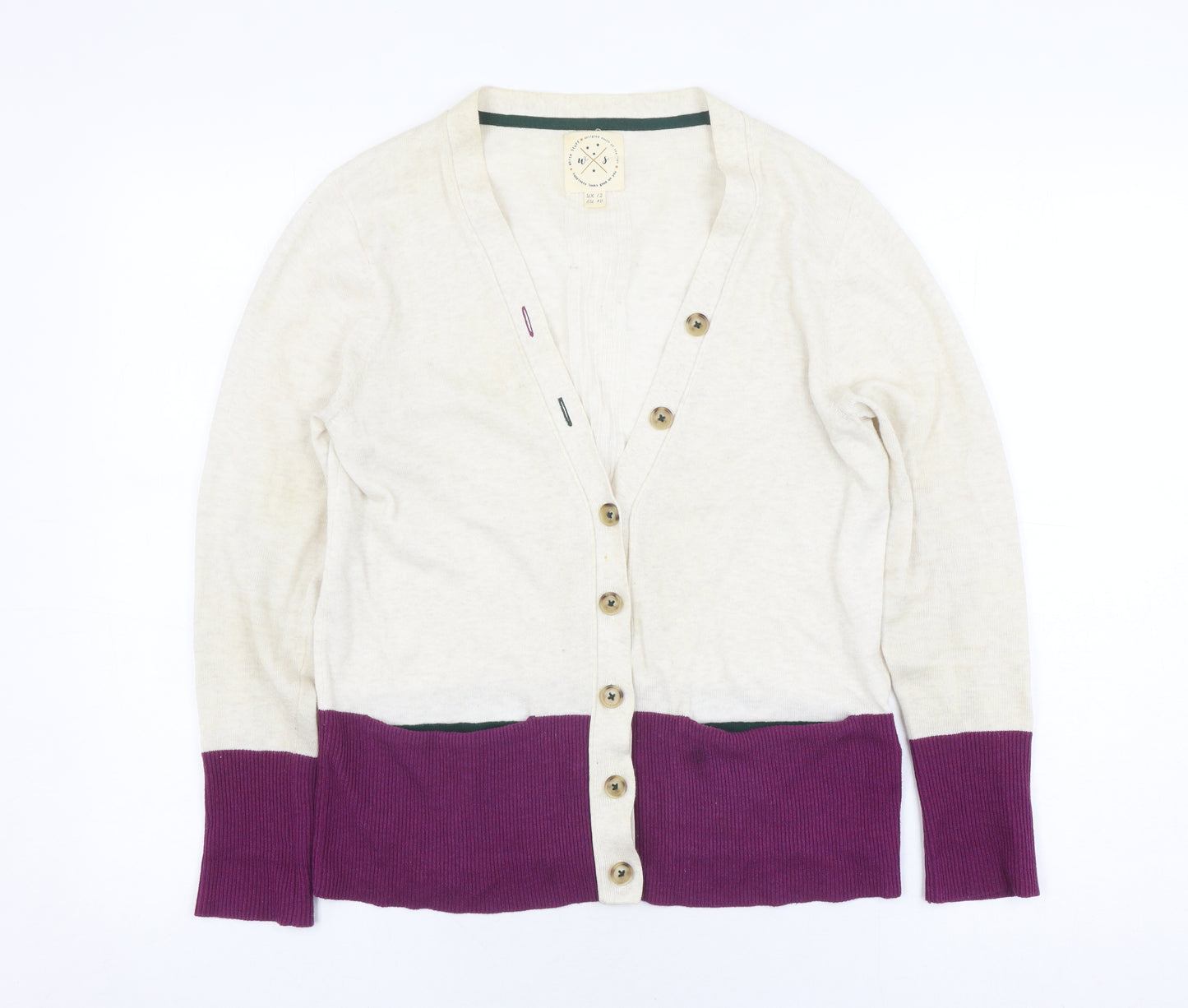 White Stuff Women's Multicoloured Cardigan, Size 12, V-Neck