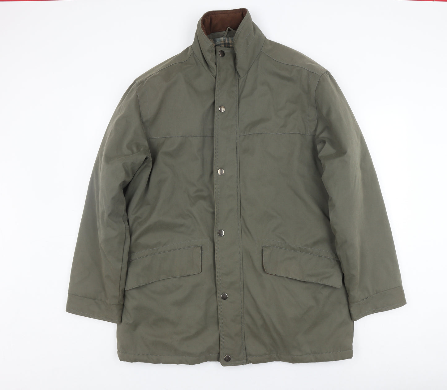 EWM Men's Green Coat, Size M, Stand-Up Collar