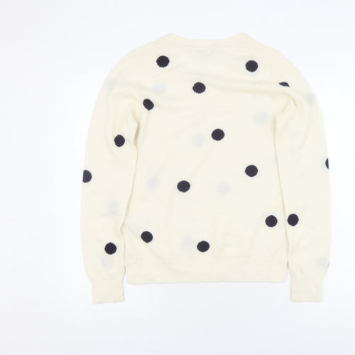 Boden Women's Ivory Cashmere Polka Dot Jumper M