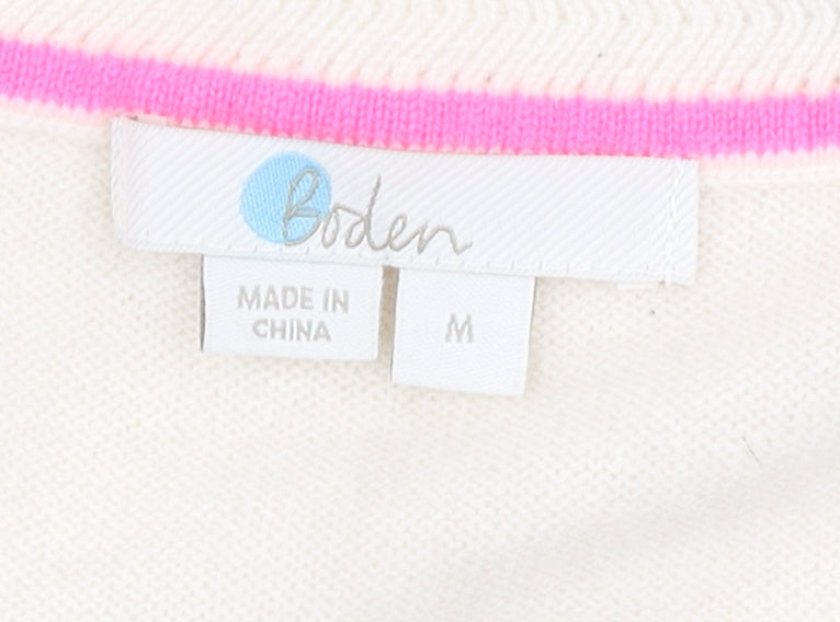 Boden Women's Ivory Cashmere Polka Dot Jumper M