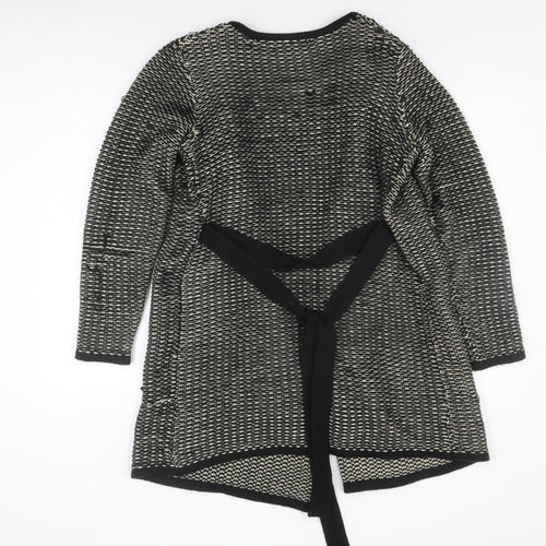 Isle Women's Black Beige Knit Coatigan, Size M, Casual Winter Warmth