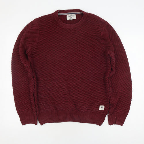 Bellfield Men's Red Medium Crew Knit Pullover Jumper