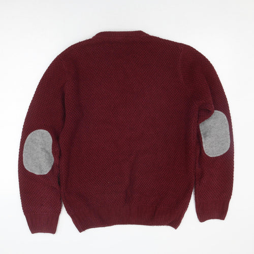 Bellfield Men's Red Medium Crew Knit Pullover Jumper