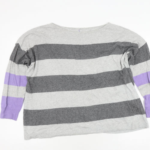Mint Velvet Women's Grey Striped Pullover Jumper - M