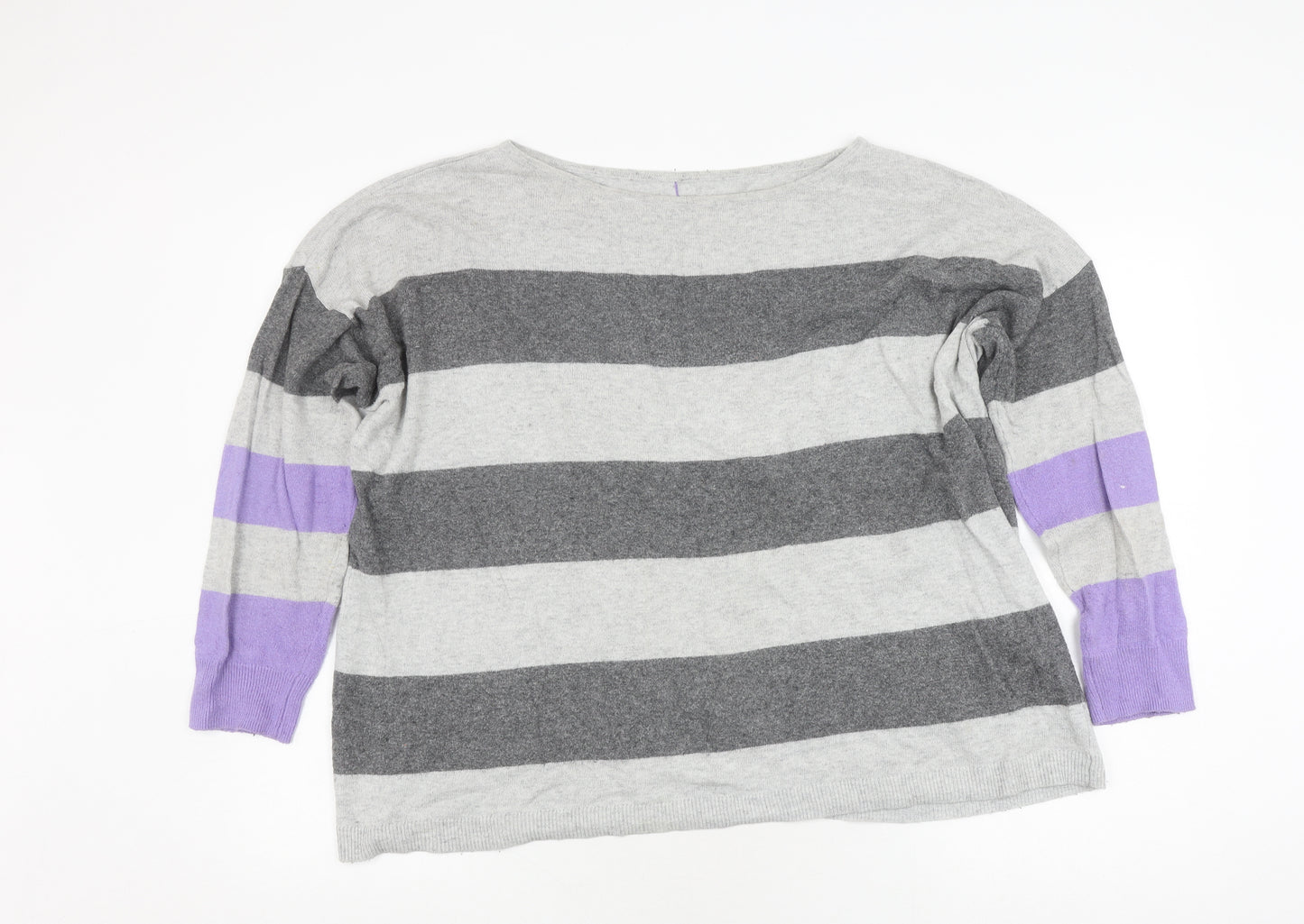 Mint Velvet Women's Grey Striped Pullover Jumper - M