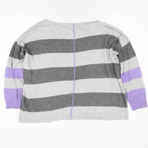 Mint Velvet Women's Grey Striped Pullover Jumper - M
