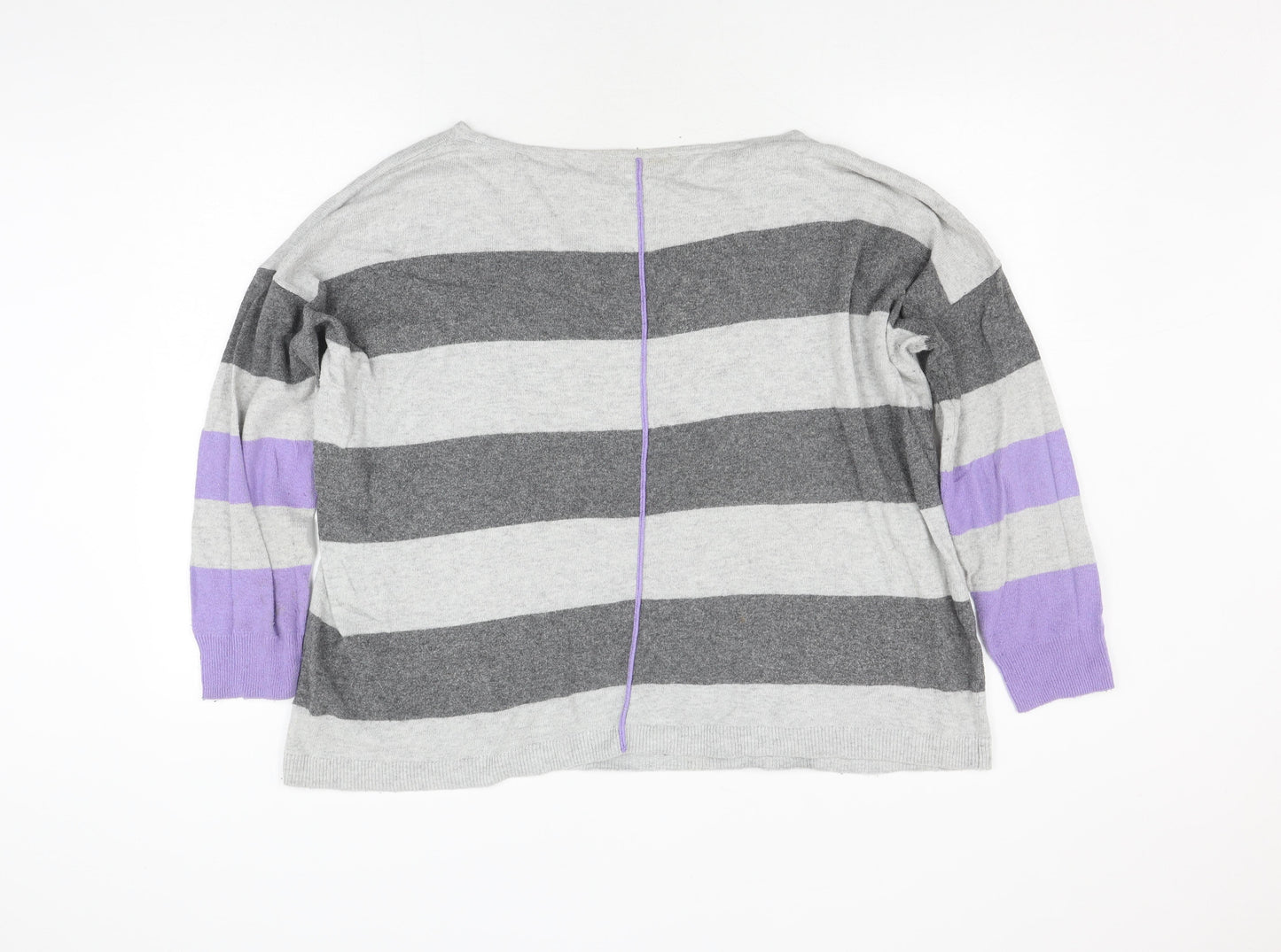 Mint Velvet Women's Grey Striped Pullover Jumper - M