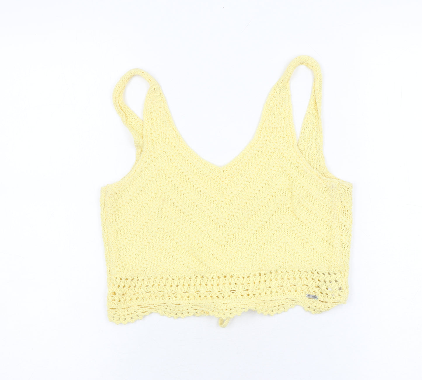 Hollister Women Yellow Knitted Cropped Tank Top