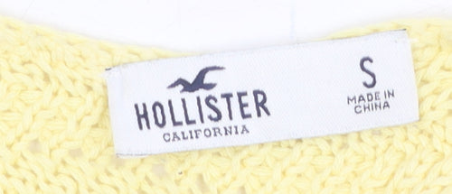 Hollister Women Yellow Knitted Cropped Tank Top