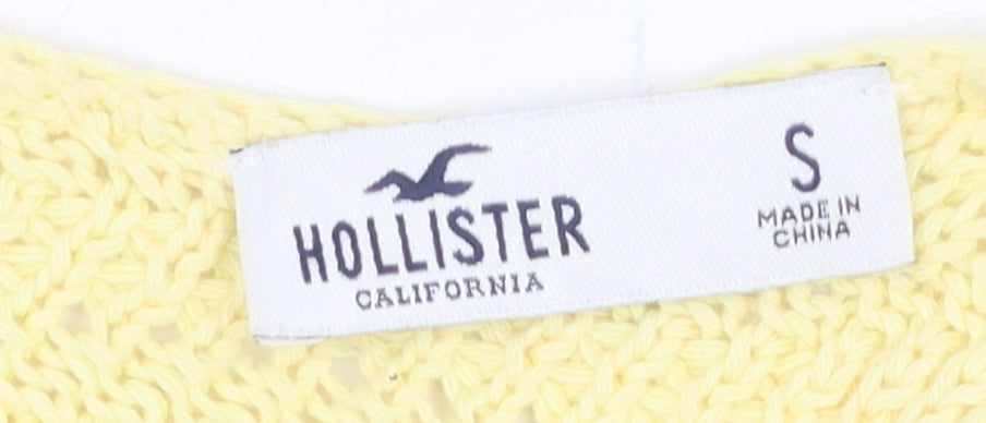 Hollister Women Yellow Knitted Cropped Tank Top