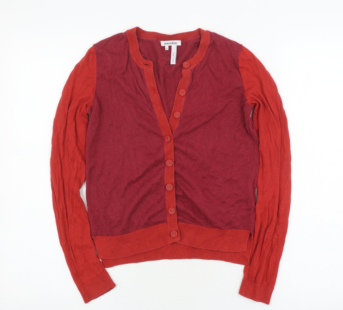 Manoukian Women's Red Cardigan, Size 2XS, V-Neck, Wool