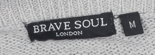 Brave Soul Men's Grey Penguin Christmas Jumper M