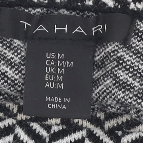 Tahari Women's Black Geometric Pullover Jumper M