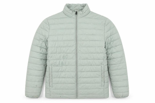 Front view of Jack & Jones unisex green puffer jacket m