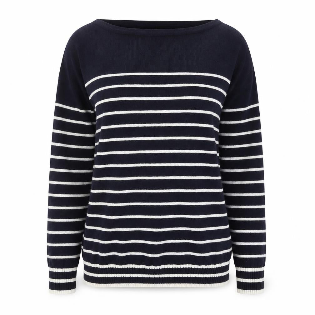 Front view of Sportscraft Women's Blue Striped jumper M