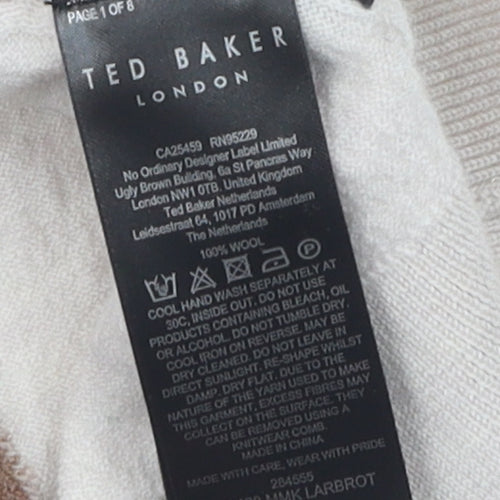 Ted Baker Men's Colourblock Wool Polo, Medium, Black/Brown