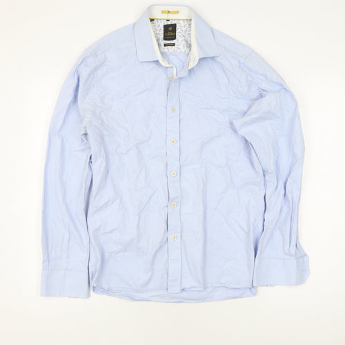 House of Cavani Men's Blue Cotton Button-Up Shirt