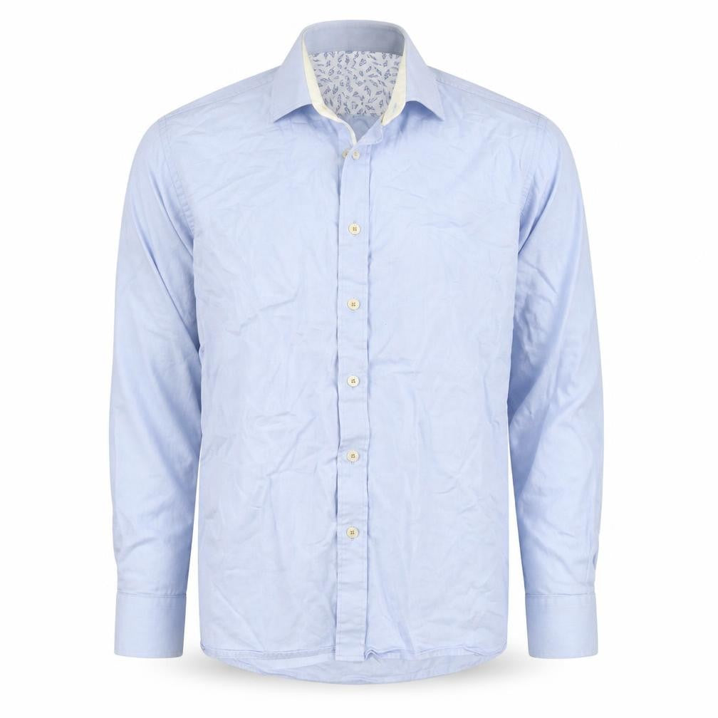 House of Cavani Men's Blue Cotton Button-Up Shirt