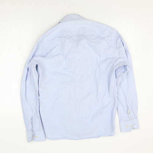 House of Cavani Men's Blue Cotton Button-Up Shirt