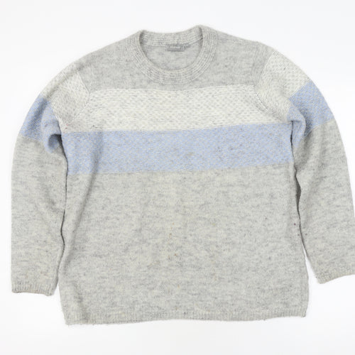 Fransa Men's Grey Knit Pullover Jumper M