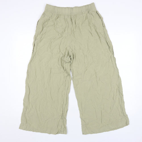 H&M Women's Beige Wide-Leg Viscose Trousers M