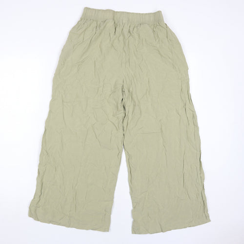 H&M Women's Beige Wide-Leg Viscose Trousers M