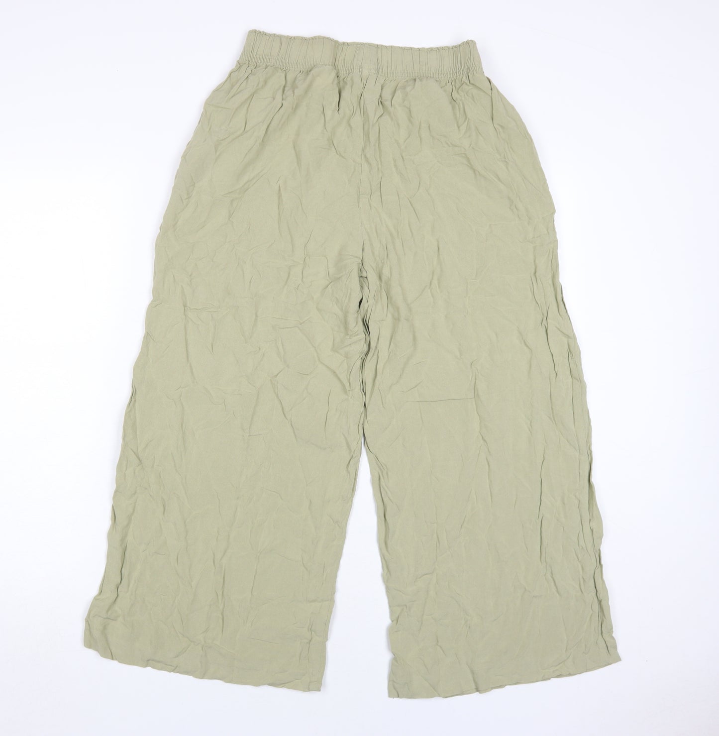 H&M Women's Beige Wide-Leg Viscose Trousers M