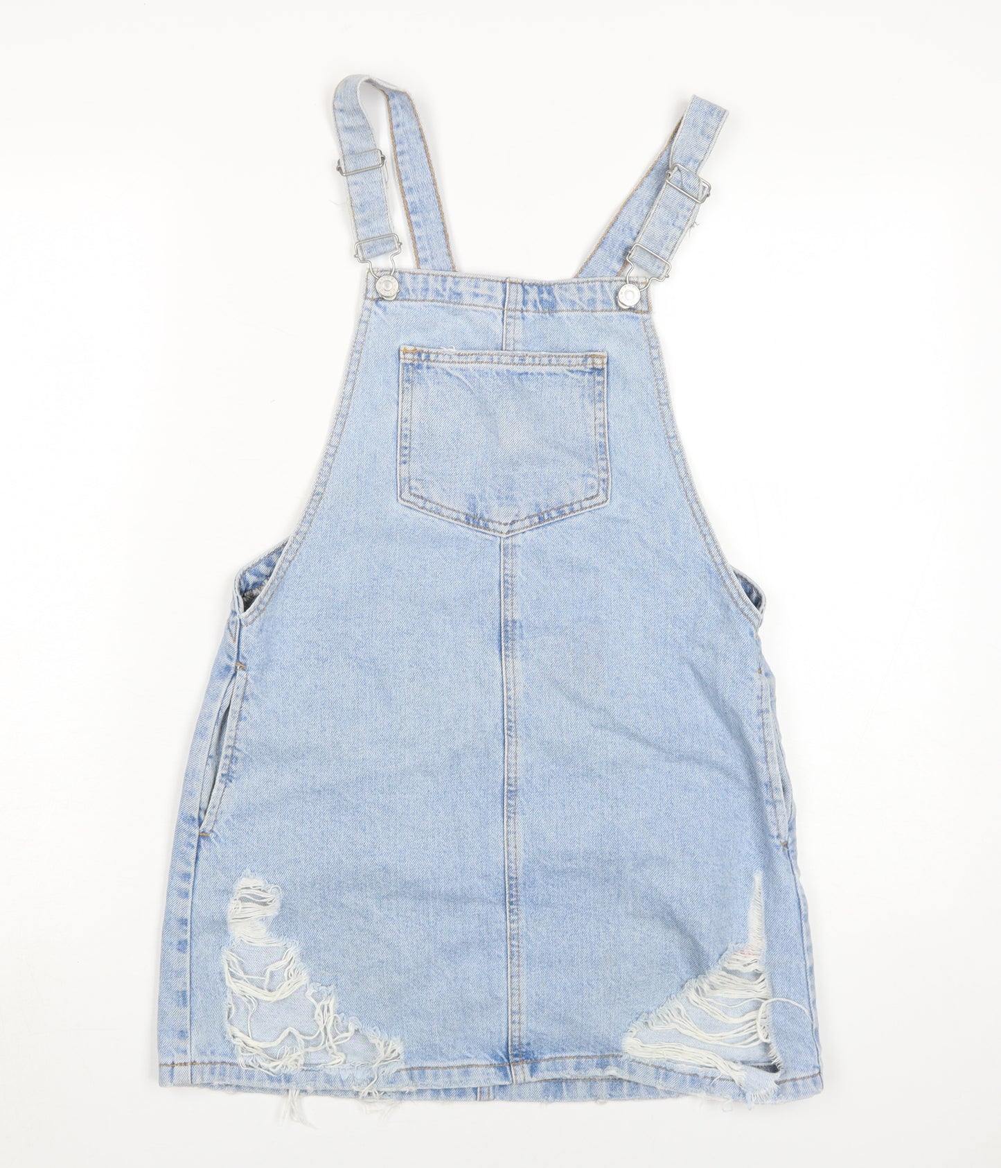 Topshop Women's Blue Denim Pinafore Dress Size 8