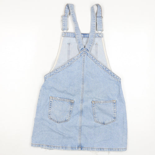 Topshop Women's Blue Denim Pinafore Dress Size 8