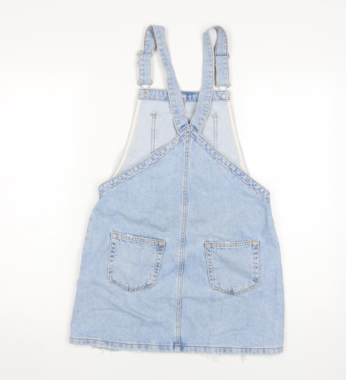 Topshop Women's Blue Denim Pinafore Dress Size 8
