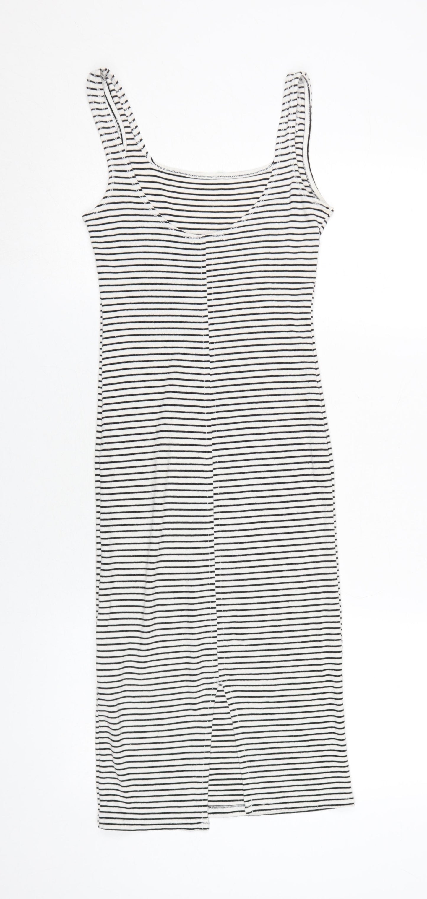 Bershka Women's Black Striped Slip Dress XS