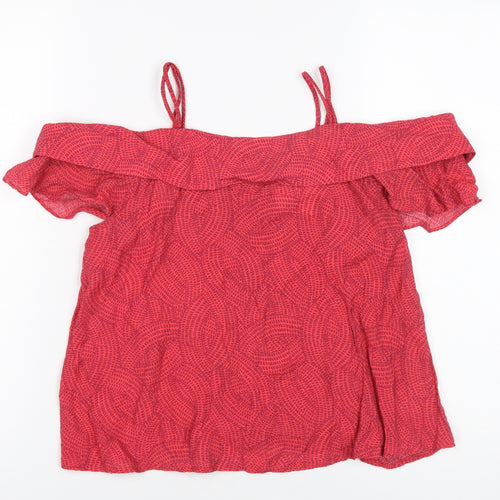 Maeve Women Red XS Off-Shoulder Geometric Blouse