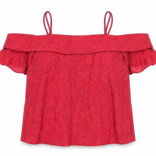 Maeve Women Red XS Off-Shoulder Geometric Blouse