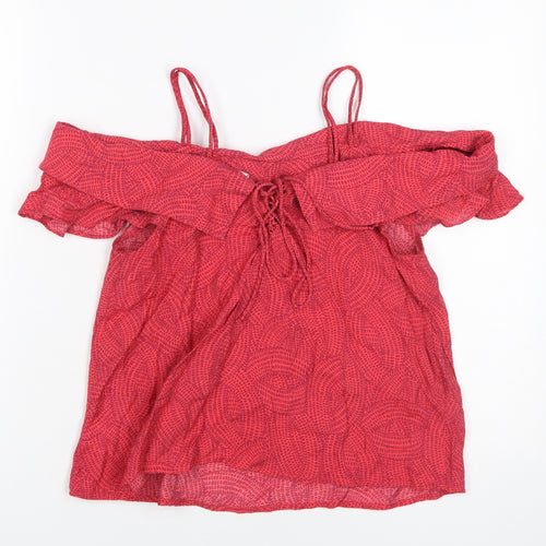 Maeve Women Red XS Off-Shoulder Geometric Blouse