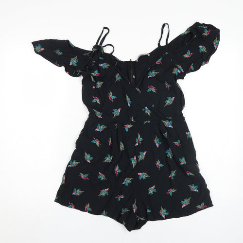 Oasis Black Floral Women's UK 10 Playsuit