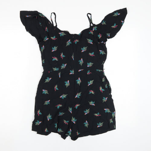 Oasis Black Floral Women's UK 10 Playsuit