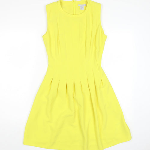 H&M Women's Yellow Sleeveless A-Line Dress Size 8
