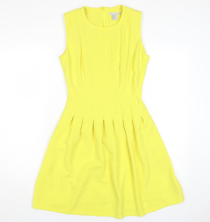 H&M Women's Yellow Sleeveless A-Line Dress Size 8