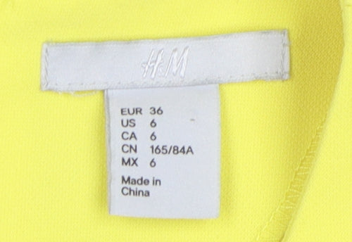 H&M Women's Yellow Sleeveless A-Line Dress Size 8